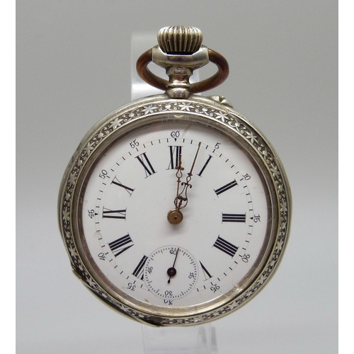 982 - A silver top-wind pocket watch, the case hallmarked Birmingham 1879