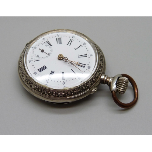 982 - A silver top-wind pocket watch, the case hallmarked Birmingham 1879