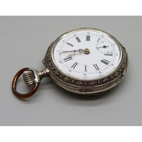 982 - A silver top-wind pocket watch, the case hallmarked Birmingham 1879