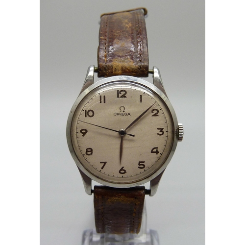 990 - A vintage Omega wristwatch, 1950's, 37mm case