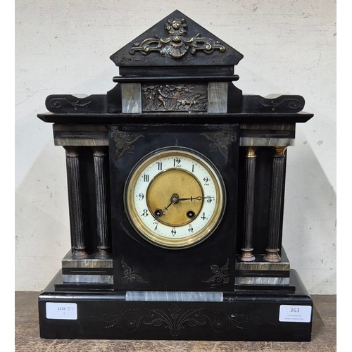 363 - A 19th Century French Belge noir mantel clock