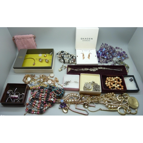 1104 - A large collection of costume jewellery including Skagen