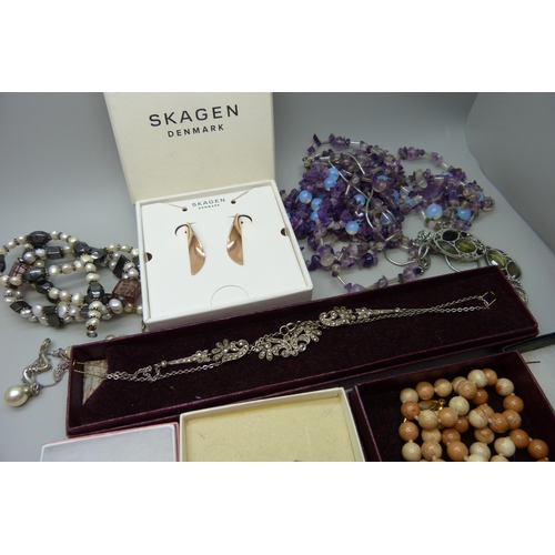 1104 - A large collection of costume jewellery including Skagen