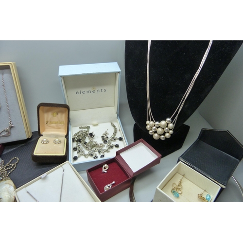 1105 - A collection of costume jewellery including some silver, Kit Heath pendant and chain included