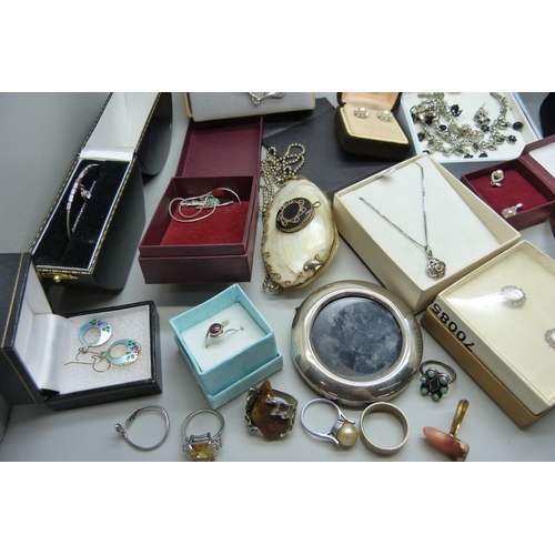 1105 - A collection of costume jewellery including some silver, Kit Heath pendant and chain included