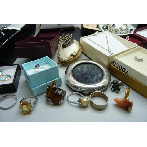 1105 - A collection of costume jewellery including some silver, Kit Heath pendant and chain included