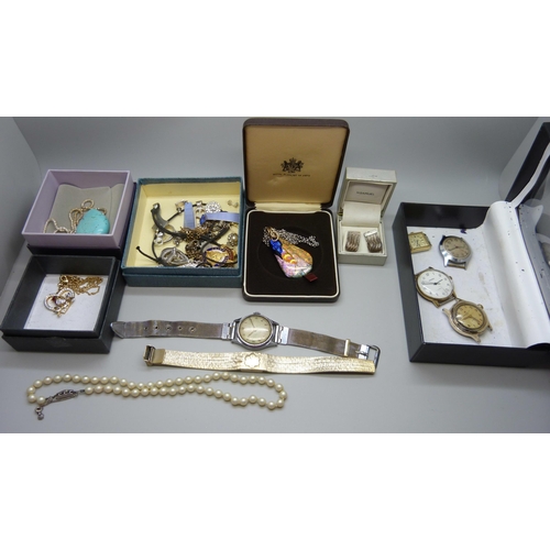 1108 - A quantity of costume jewellery and wristwatches