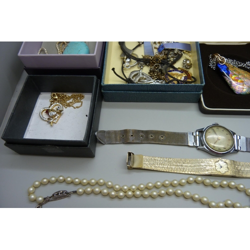 1108 - A quantity of costume jewellery and wristwatches