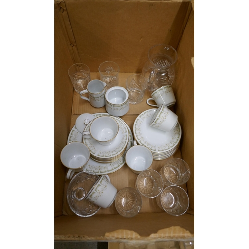 1138 - Three boxes of assorted glassware and a Noritake Sonia pattern tea service **PLEASE NOTE THIS LOT IS... 