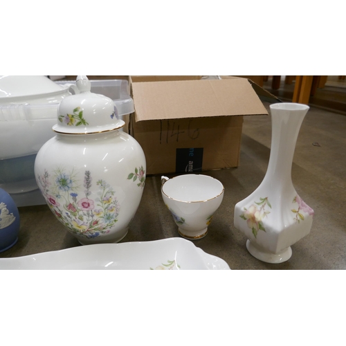 1146 - Two pieces of Wedgwood Jasperware, china including Aynsley and two glass vases **PLEASE NOTE THIS LO... 