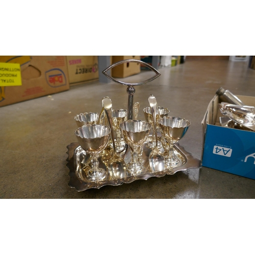 1149 - Two cruet sets and other plated ware **PLEASE NOTE THIS LOT IS NOT ELIGIBLE FOR IN-HOUSE POSTING AND... 