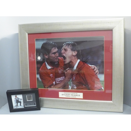 602 - A Stuart Pearce signed photograph, mounted and framed with COA and a Stephen Hendry original Sportsc... 