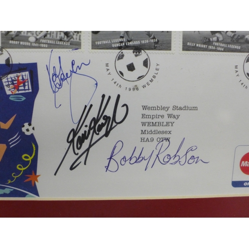 606 - Football, a signed Euro ‘96 First Day cover, framed, Bobby Robson