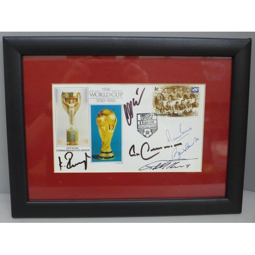 607 - Football, a signed Mexico ‘86 World Cup First Day Cover, framed