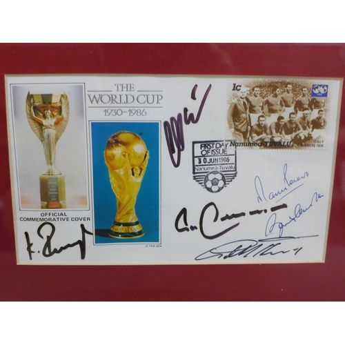 607 - Football, a signed Mexico ‘86 World Cup First Day Cover, framed