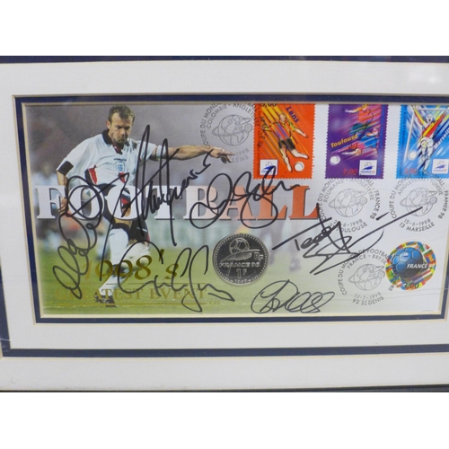 609 - Football, a signed France ‘98 First Day Coin cover, framed