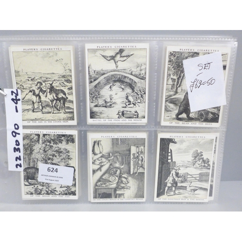 624 - Cigarette cards; nine complete Players large sets, including Fables of Aesop, Yachts, Cries of Londo... 