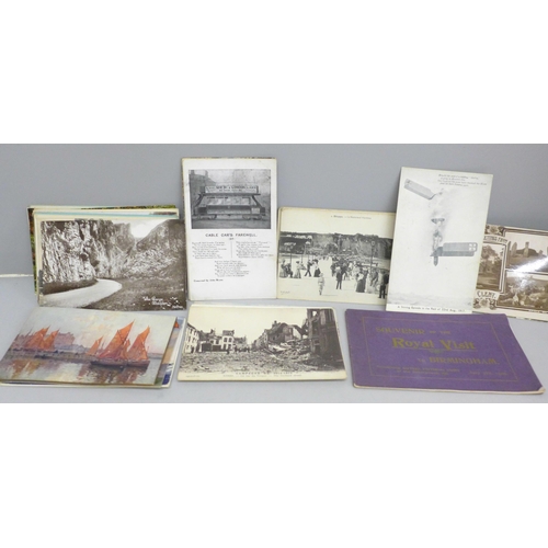 626 - A collection of postcards, WWI period, funeral of Edward VII, Ypres, etc., approximately 50