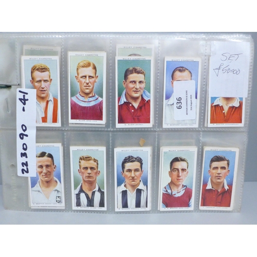 636 - Cigarette cards; eleven complete sets, mainly Players & Wills, including birds, butteflies, football... 