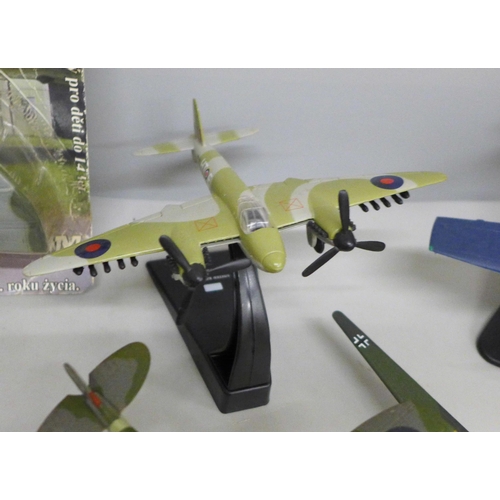 647 - A collection of model aircraft including Supermarine Spitfire MK 1XE, Hawker Hurricane MK1, Supermar... 