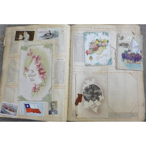 661 - A Port Sunlight album containing Victorian scraps, cards, etc.