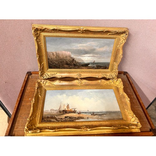 325 - English School (19th Century), pair of coastal landscapes, Whitby and Robin Hood Bay, oil on canvas,... 