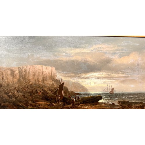 325 - English School (19th Century), pair of coastal landscapes, Whitby and Robin Hood Bay, oil on canvas,... 