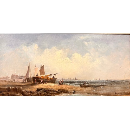 325 - English School (19th Century), pair of coastal landscapes, Whitby and Robin Hood Bay, oil on canvas,... 