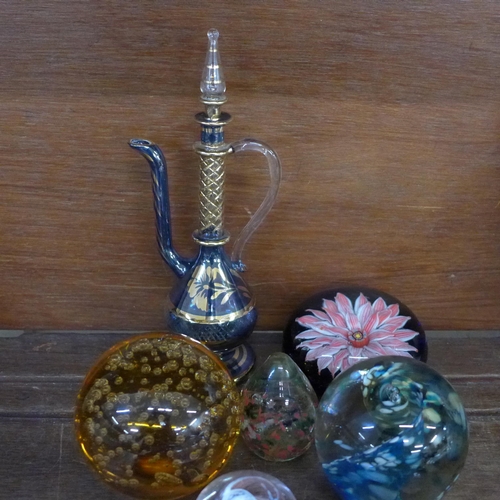 672 - Paperweights including Caithness and Isle of Wight and two scent bottles