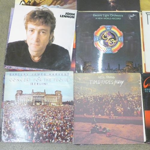 682 - A collection of LP records, mainly rock, Eric Clapton, Neil Young, Yes, Deep Purple, Bruce Springste... 