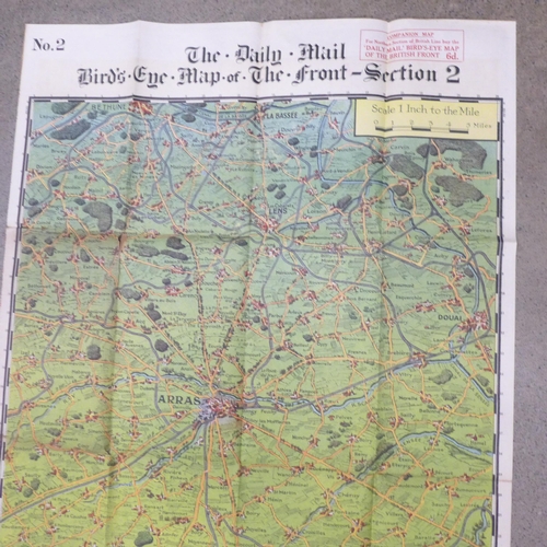 686 - A collection of ephemera including Daily Mail Bird's-Eye Map of The Front, section 2, Frontline 1940... 