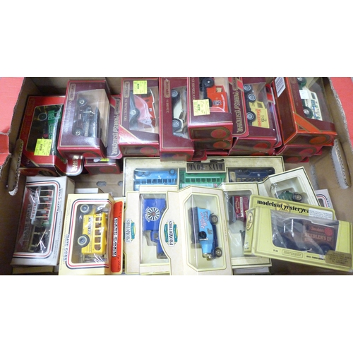 698 - A box of die-cast vehicles including Days Gone, Models of Yesteryear and Matchbox, (34)