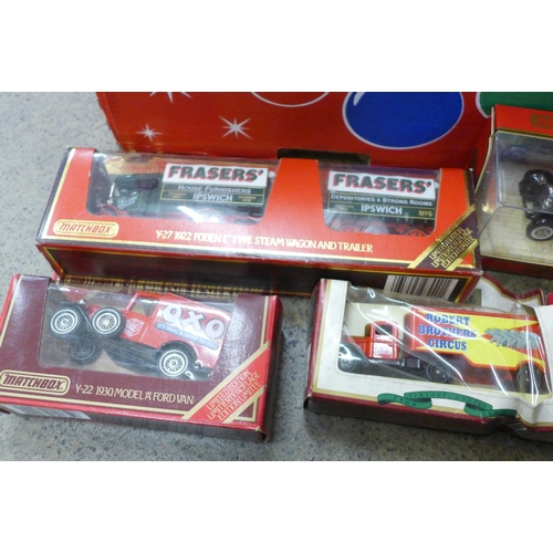 698 - A box of die-cast vehicles including Days Gone, Models of Yesteryear and Matchbox, (34)