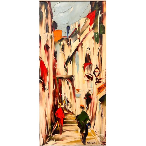 329 - George Richard Deakins (1911-1982), a street scene, acrylic on board, framed