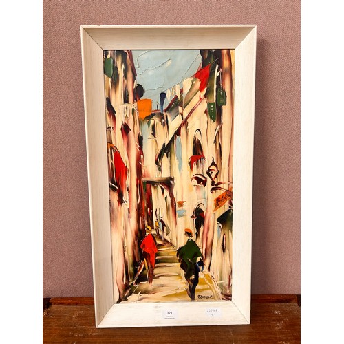 329 - George Richard Deakins (1911-1982), a street scene, acrylic on board, framed