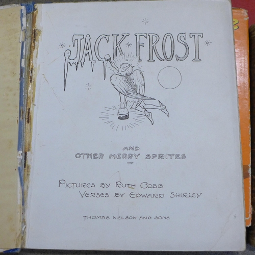 735 - Five vintage children's annuals, Jack Frost First Edition, (1905), Happy Children (Panorama series) ... 