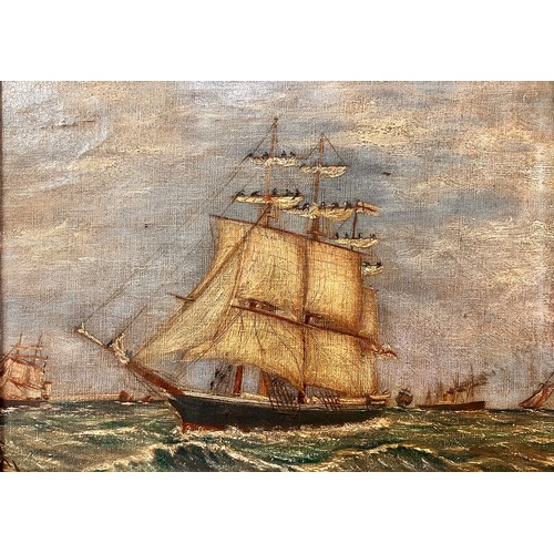 331 - W. Clemett, marine scene, oil on canvas, framed