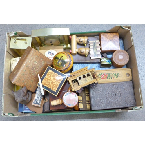 786 - Assorted items, boxes, clocks, cutlery, etc.