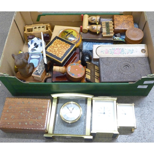 786 - Assorted items, boxes, clocks, cutlery, etc.