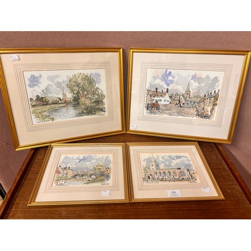 335 - Derek Abel, four assorted watercolours, framed