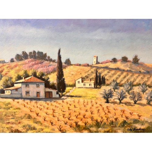 338 - Edgar Sandron, Tuscany landscape, oil on canvas, unframed