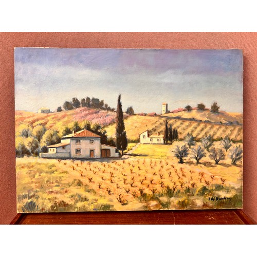 338 - Edgar Sandron, Tuscany landscape, oil on canvas, unframed