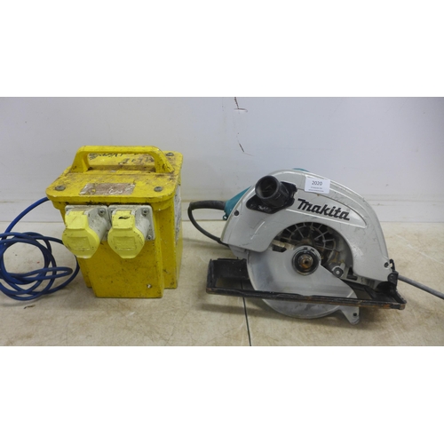 2020 - A Makita 5704R 110V 190mm circular saw and a Dual 16A socket 110v transformer