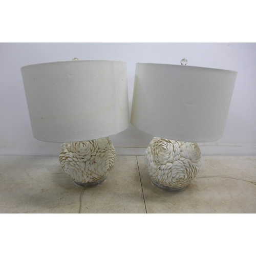 2047 - A pair of matching seashell lamps