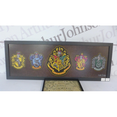 2077C - Two Harry Potter themed prints in frames