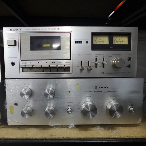 2095 - A quantity of stereo equipment including 2 Pioneer M-10X stereo power amplifiers, a Sony TC-18650 st... 