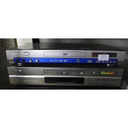 2114 - A quantity of DVD players including Manhattan DVD-200, Panasonic DMR-EZ25, Logix 3300D, Panasonic SA... 