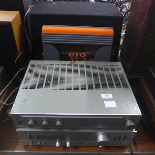 2116 - A quantity of stereo equipment including a Philips F4110 integrated amplifier, a JVC AX-1 stereo int... 