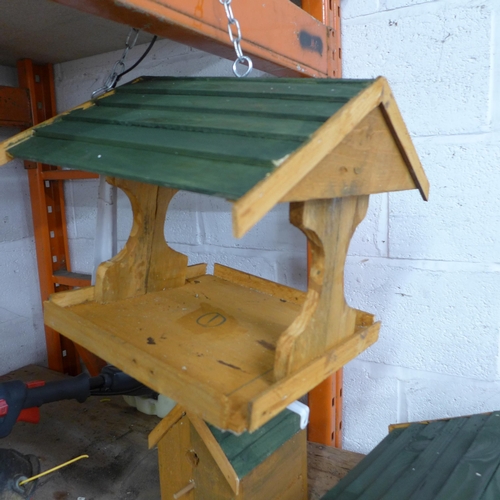 2186 - A bird table, a hanging bird table and nest box