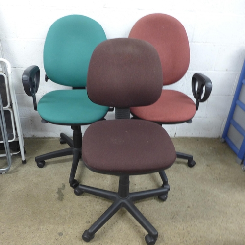 2196 - Two fabric office swivel chairs